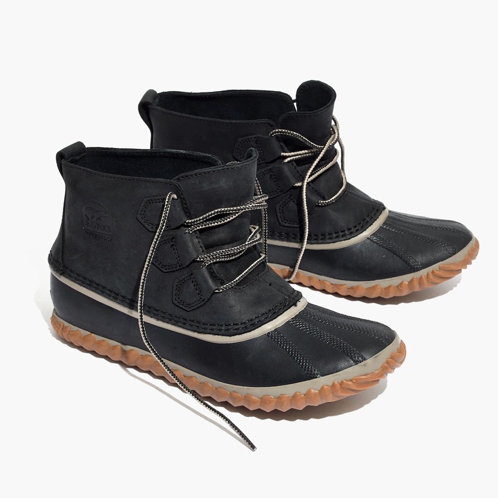 Sorel Black and Brown Winter Rain Boots